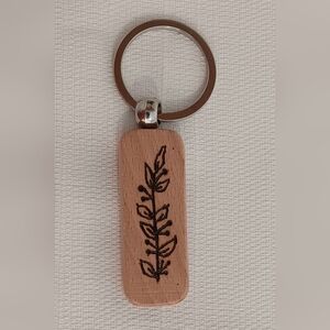 Wooden Keychain with Leaf Design